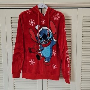 Red Stitch Hoodie with Snowflakes